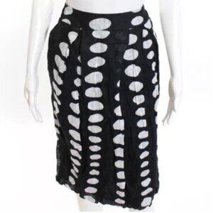 LAFAYETTE 148 Linen Polka Dot Crinkle Skirt 6